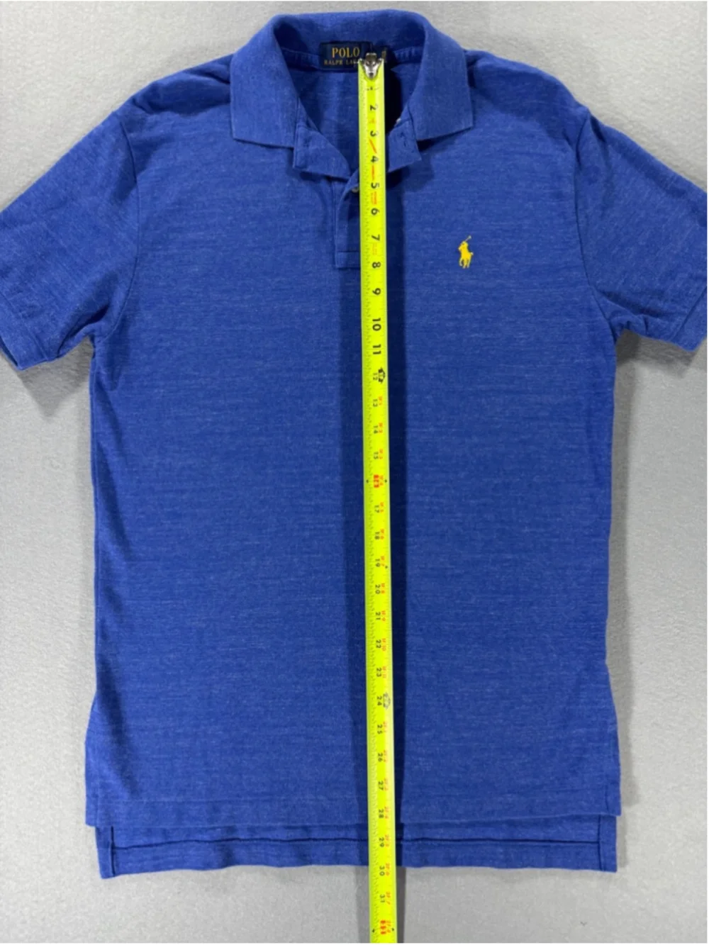 Ralph Lauren Blue Polo Shirt with Yellow Emblem Size Small